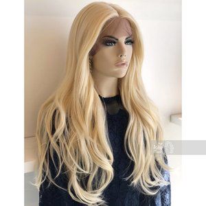Lace Front Wig | Long Platinum Blonde | Natural Wavy | Hand Tied Swiss Lace
